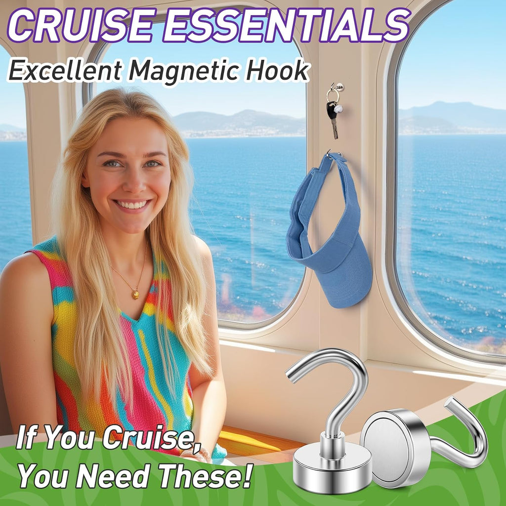 12 Pack Magnetic Hooks For 2026 Cruise Cabins Beach Vacation 30Lbs+ Heavy Duty Magnet With Hook Metal Magnetic Hooks For Kitchen Fridge Grills Hanging Magnet Hooks For Classroom Locker Utensil Racks