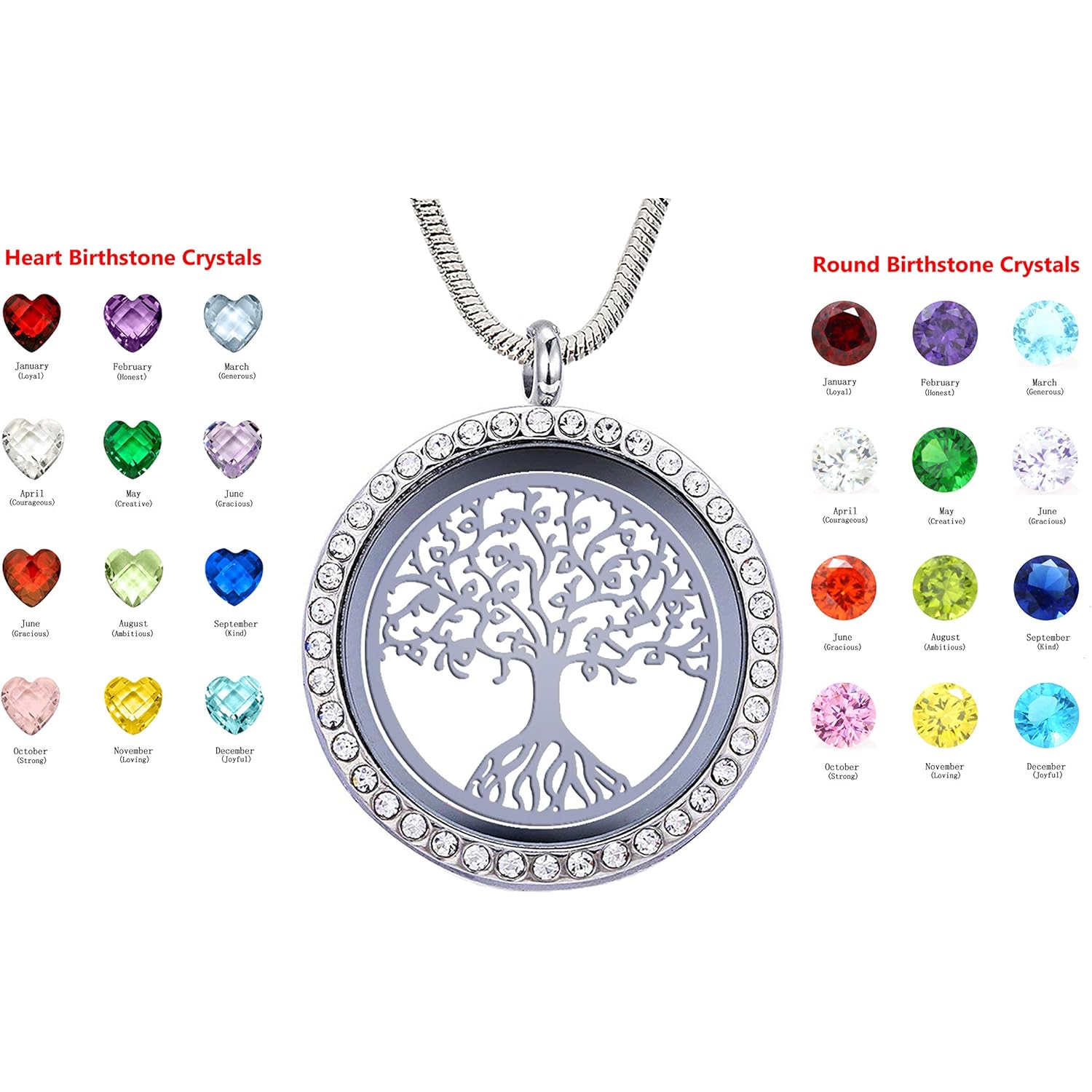 GOKING Family Tree of Life Floating Locket