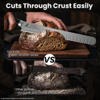 Bread Knife For Homemade Bread, 10.6 Inch Multifunction Serrated Knife, Razor Sharp Slicer, High Carbon German Steel Bread Cutter, Ergonomic Handle For Sourdough Turkey Fruit Cutting, Gift