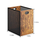 Huxitocan Retro Office Trash Can, Iron And Wood Combination Bedroom Garbage Can, Rectangular Design Wastebasket With Handle, Industrial Style Trash Can For Home Office, 4.5 Gallon (Patent Pending)