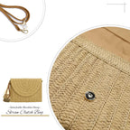 Aovtero Straw Clutch Purse Women Crossbody Bag Summer Beach Shoulder Bags Envelope Wallet Handbags