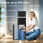 Manastin Bottom Loading Water Cooler Dispenser for 5 Gallon Bottles, Stainless Steel Water Cooler with 3 Temperature Settings - Hot, Cold & Room Water, Ideal Design for Home & Office, Sleek Black
