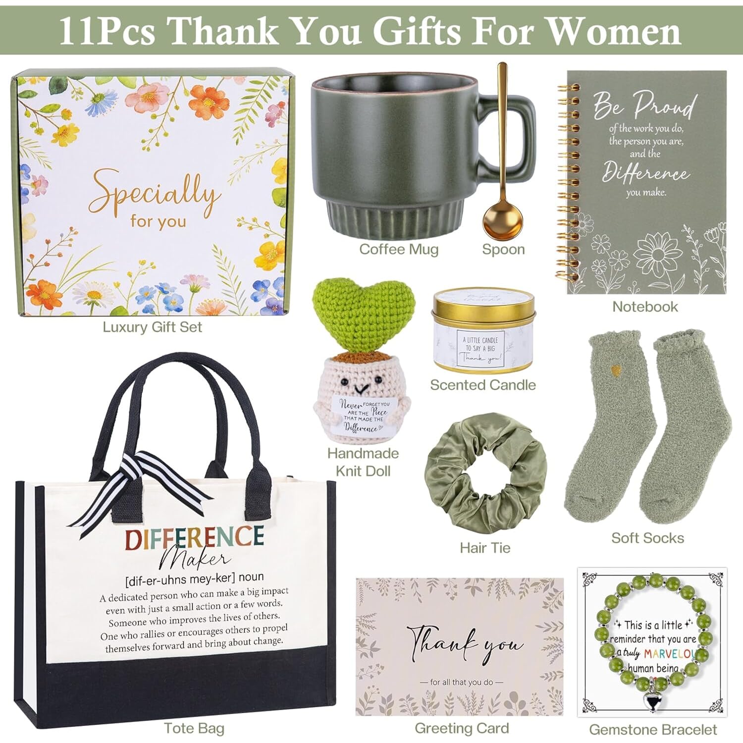 11pcs Thank You Gift Basket For Women, Employee & Teacher Appreciation Gifts, Administrative Professional Day Gifts For Dental Assistant, Principal, Secretary, Social Worker, Staff, Coworker, Nurse
