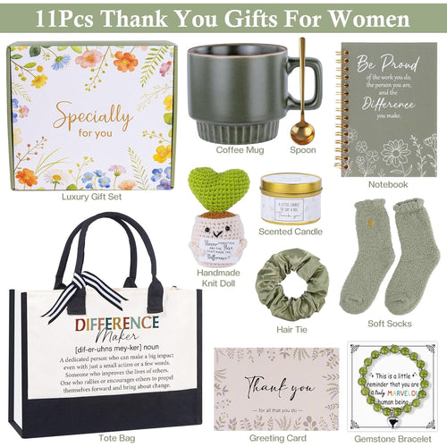 11pcs Thank You Gift Basket For Women, Employee & Teacher Appreciation Gifts, Administrative Professional Day Gifts For Dental Assistant, Principal, Secretary, Social Worker, Staff, Coworker, Nurse