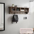Pomona Solid Wood Entryway Coat Rack With Cubbies, Rustic Brown, 48 Inch | Wall-Mounted Coat Rack With 6 Double Hooks And 4 Open Cubbies, Rustic Farmhouse Mudroom Storage By Alaterre Furniture