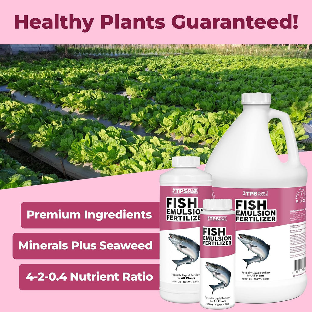 Fish Emulsion Fertilizer – Liquid Salmon Supplement For Fast Nutrient Uptake, Lush Green Growth & Stronger Roots, 8 Oz