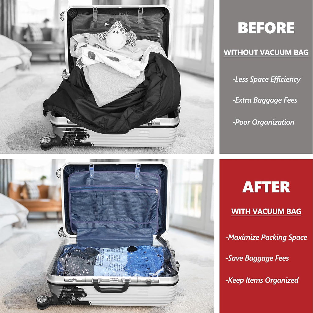 Vacuum Seal Bags For Clothing Travel And Home Storage, Travel Vacuum Bags With Electric Pump, Space Saver Compression Packing Cubes For Luggage Suitcase Bedding Blankets Clothes, 12 Combo
