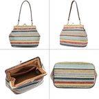 Kiss Lock Frame Handbag, Pu Leather Shoulder Tote Bag Messenger Hobo Clutch Purse For Women Formal Work Leisure