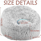 Plush Faux Fur Bean Bag Chairs, Memory Foam Filled Sofa Chair Shape Bean Bag For Adults/Teens/Kids, Ultra-Soft Lazy Sofa For Living Room Bedroom College Dorm, Grey