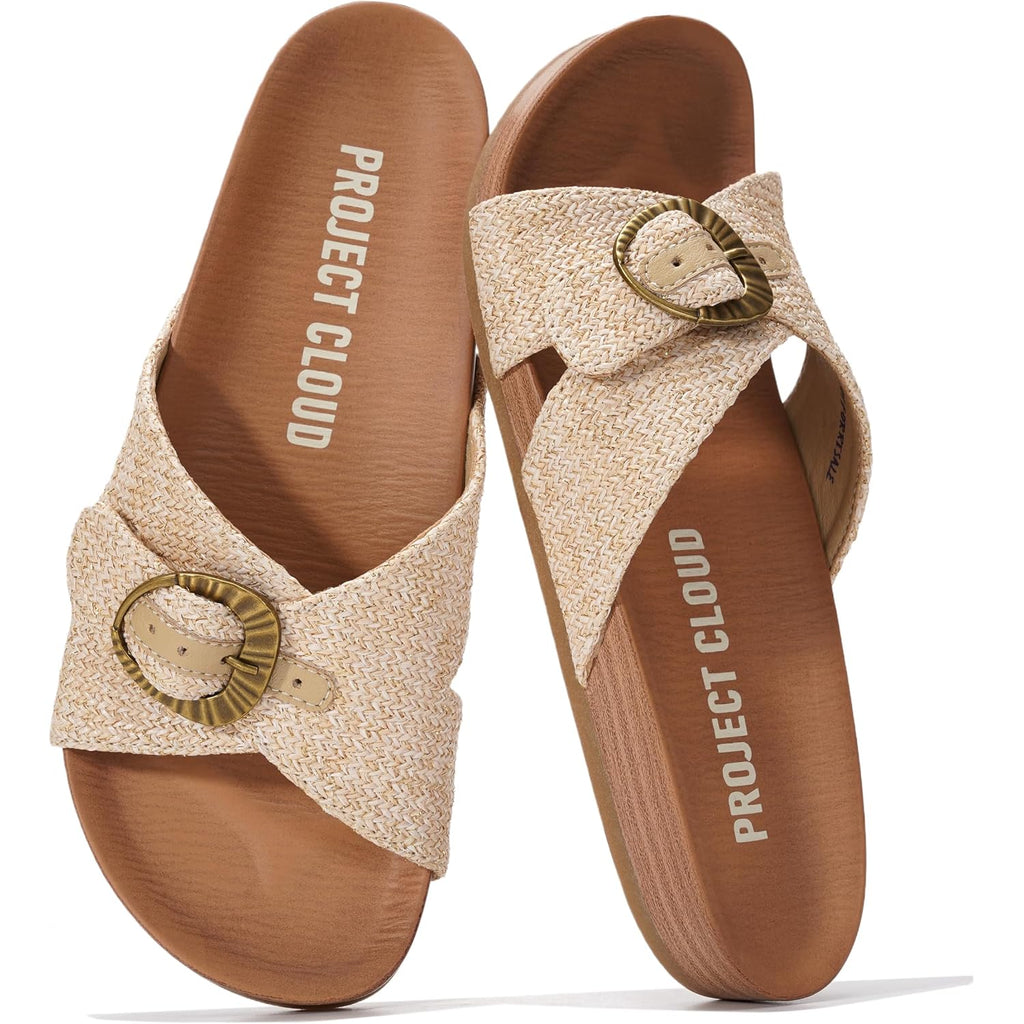 Project Cloud Womens Sandals - Adjustable Buckle Sandals For Women 2026 With Plush Insole - Lightweight & Non Slip Slides For Women Footwear