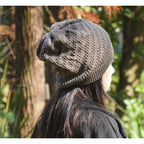 Thin Crochet Beanie Hat for Women Summer Winter Fall Mesh Slouchy Knit Hats Lightweight Crochet Caps Black+dark Gray