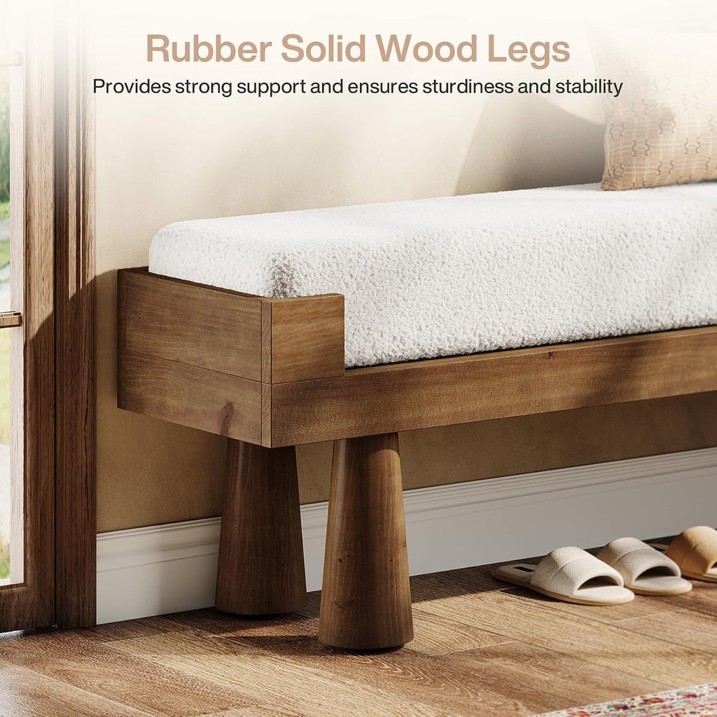 Tribesigns Upholstered Entryway Bench, Shoe Bench Padded Seat With Solid Wood Legs, Bedroom Benches End Of Bed Footstool For Living Room, Mudroom, Hallway, Rubberwood Legs