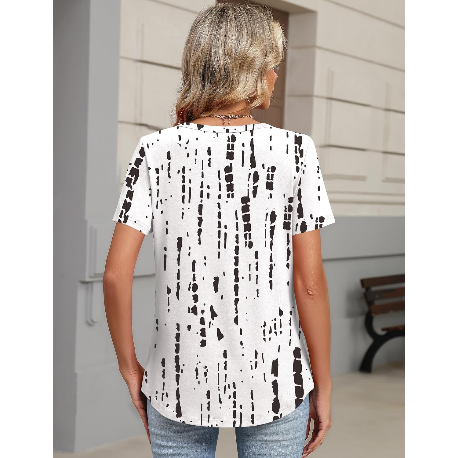 TCOT Women's Tops Dressy Casual Summer Blouses Short Sleeve Button V Neck Spring Tee Shirts