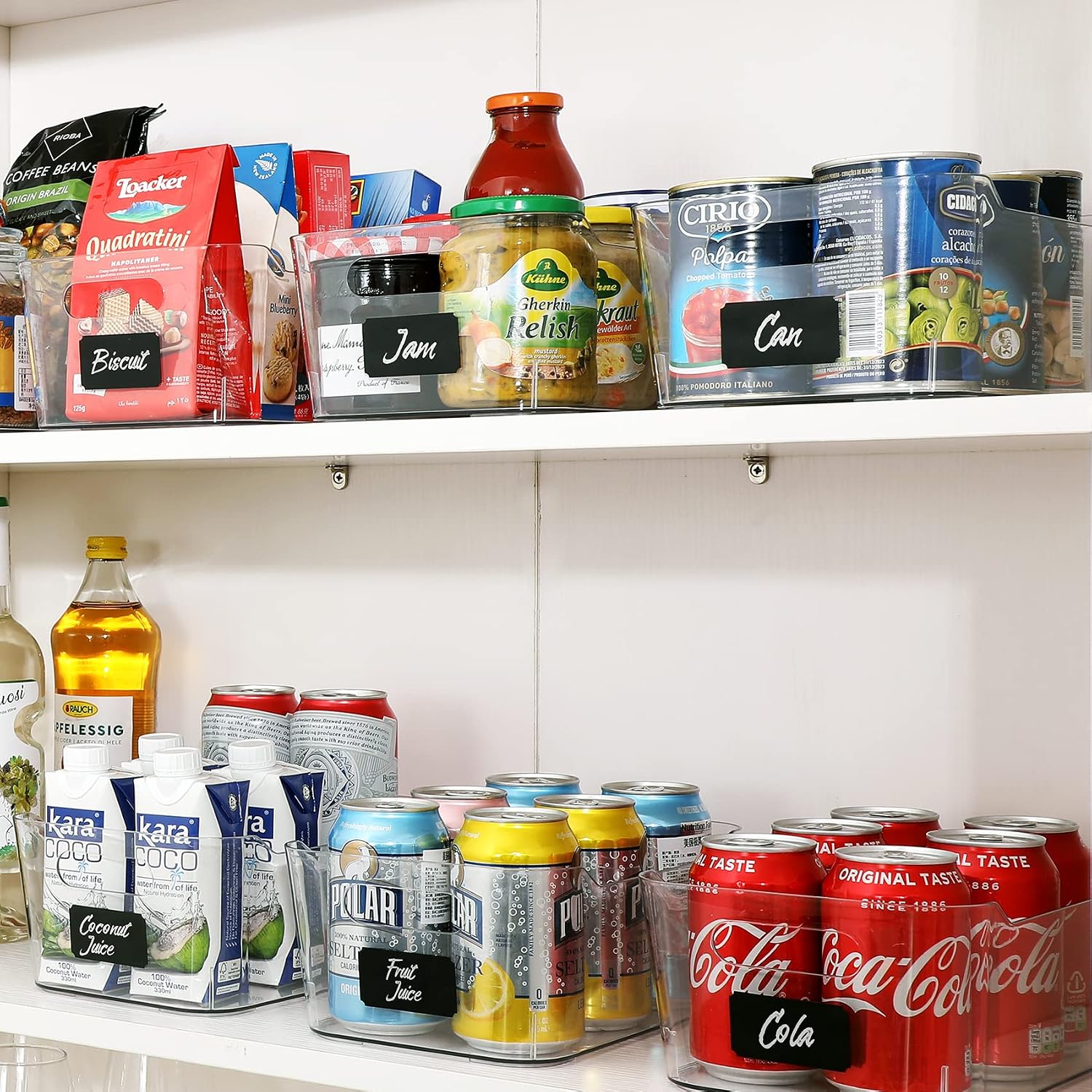 12 Pack Multiuse Clear Plastic Storage Bins For Organizing W/ Labels - Home, Kitchen, Bathroom, Office, Pantry Cabinet Shelf Organizer Bins - Soho Collection, Rv, Fridge Organization Containers