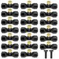 Brass Mister Nozzles 20 Pack With Misting Nozzle Tees & End Plugs | 20 Pack Misting Nozzle Tees, 2 Pack End Plugs, Outdoor Cooling System, Patio Misting System