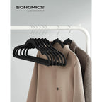 Songmics Velvet Hangers 50 Pack, Non-Slip Clothes Hangers, With Shoulder Notches, Pants Bar, 360° Swivel Hook, Space-Saving, For Closet, Ink Black Ucrf029B05