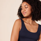 Amazon Essentials Women's Slim-Fit Scoop Neck Tank Top, Pack of 2, Navy/Yellow, Large