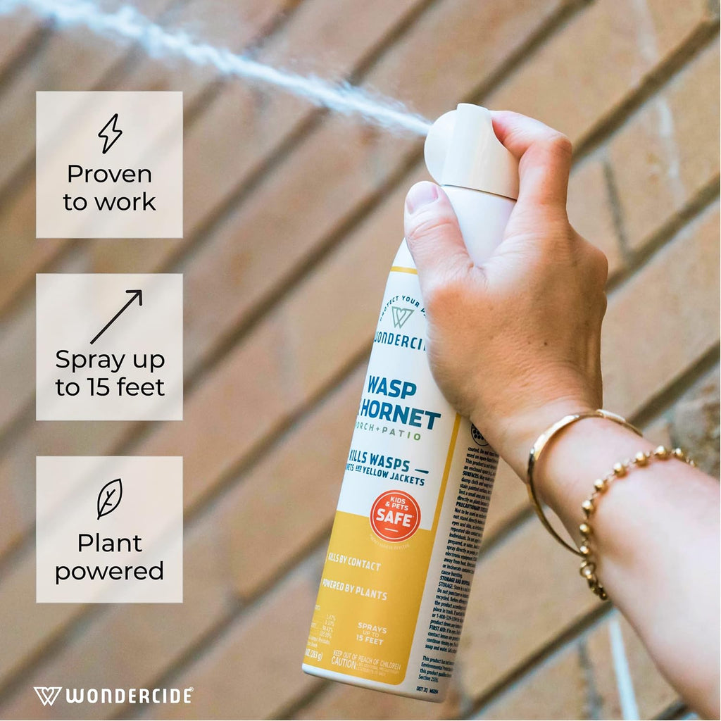 Wondercide - Wasp And Hornet Killer Aerosol Spray With Natural Essential Oils - Kill Wasps, Hornets,And Yellow Jackets - For Porch, Patio, And Outdoor Areas - Pet And Family Safe - 10 Oz - 2 Pack