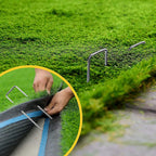 Landscape Staples Galvanized Garden Stakes,4 Inch 50 Pack 12 Gauge Heavy Duty Garden Pins For Fences, Lawns, Weed Barriers And Landscape Fabrics, Irrigation Hose,Yard Lawn, Landscape Fabric.