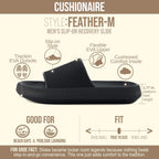 Cushionaire Feather Eva Mens Sandals – Slip On Recovery Slides, Lightweight Water Shoes For Men