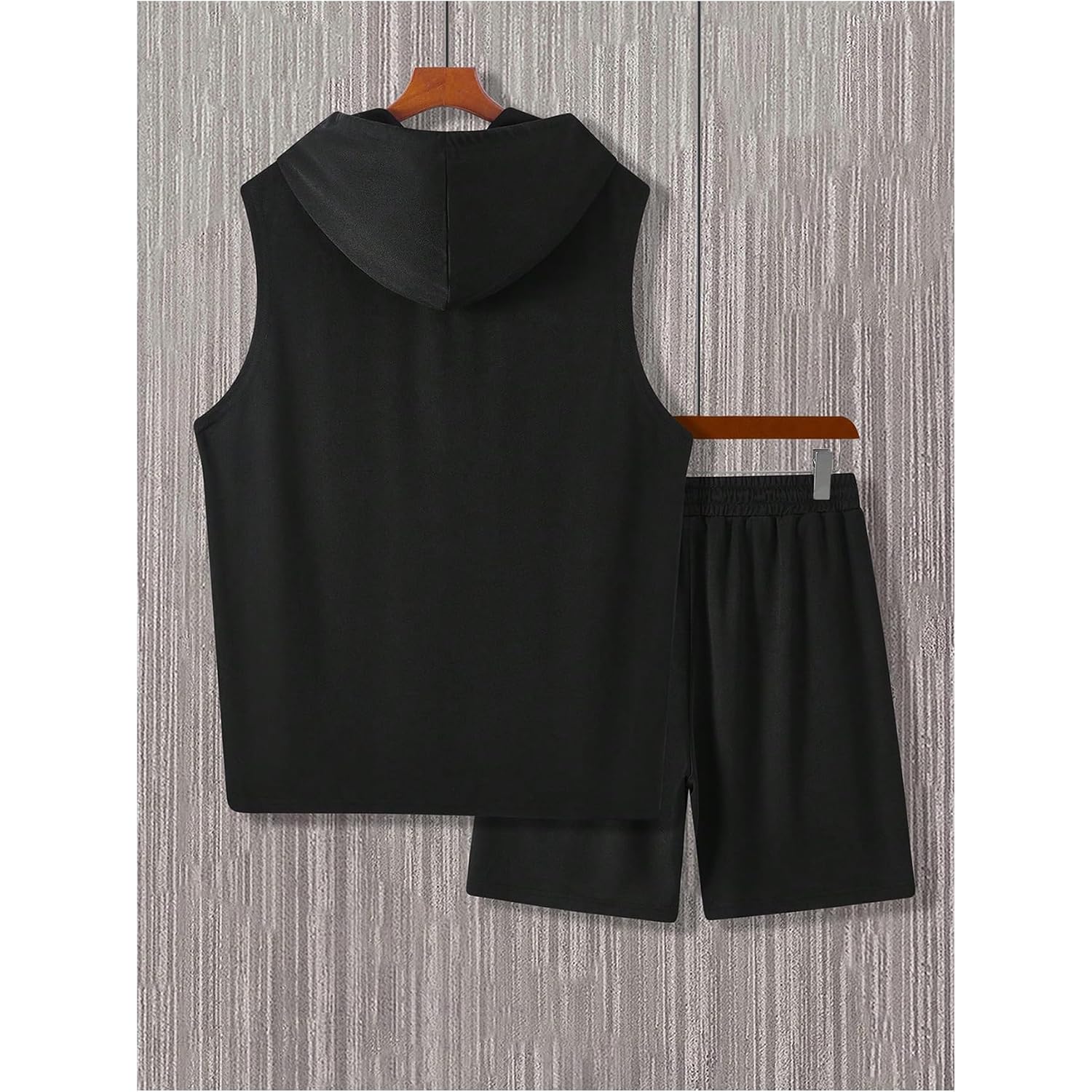 Oyoangle Men'S Sleeveless Workout Hoodie And Shorts Set 2 Piece Outfits Hooded Tank Tops Gym Tracksuit Sweatsuits