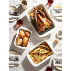 Le Tauci Deep Casserole Dishes For Oven, 13.7”X9.6” Ceramic Baking Dish Set With Roasting Racks, Large Lasagna Pans With Handles, Rectangular Bakeware As Gift For Mom, White (4.6Qt/3.0Qt/1.6Qt), Set Of 3