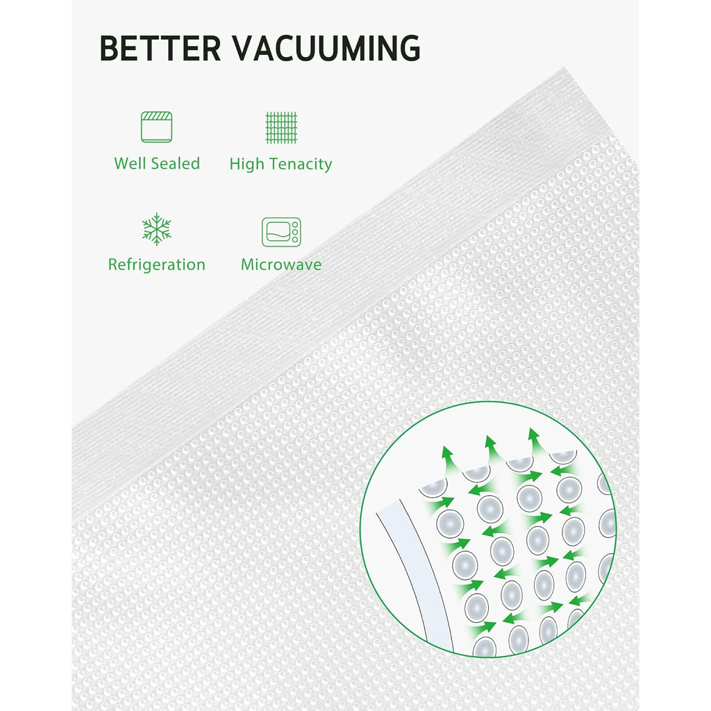 Syntus Vacuum Sealer Bags, 150 Gallon 11" x 16" and Quart 8" x 12" and Pint 6" x 10" Commercial Grade PreCut Bag, BPA Free Food Vac Bags for Storage, Meal Prep or Sous Vide