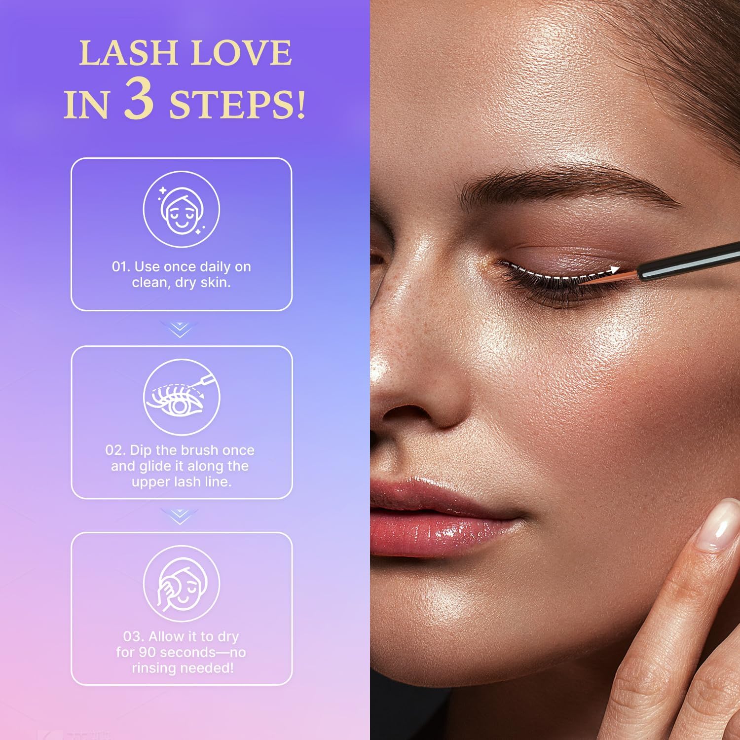 VieBeauti Lash Serum for Eyelash Growth, Prostaglandin Free EyeLash Serum with Peptides for Longer Fuller Thicker Looking Lashes, Vegan & Cruelty-Free, Safe for Sensitive Eyes, 3mL