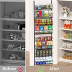 Elegantarray 8-Tier Pantry Door Organizer, Over The Door Pantry Organizer Rack And Storage, Hanging Spice Rack Shelves Door, Home Office Laundry Room Bathroom & Kitchen Organization Essentials Metal