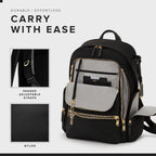 Tumi - Voyageur Celina Backpack - Women'S Work And Travel Bag - 16.0" X 10.6" X 6.5" - Holds Up To 16" Laptop - Black & Gold Hardware