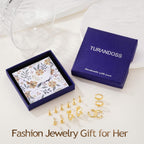 Turandoss 7 Pairs Gold Earrings for Women - Hypoallergenic 14K Gold Plated Stud & Hoop Cartilage Earring Sets Lightweight Helix Lobe Tragus Conch Earrings for Women