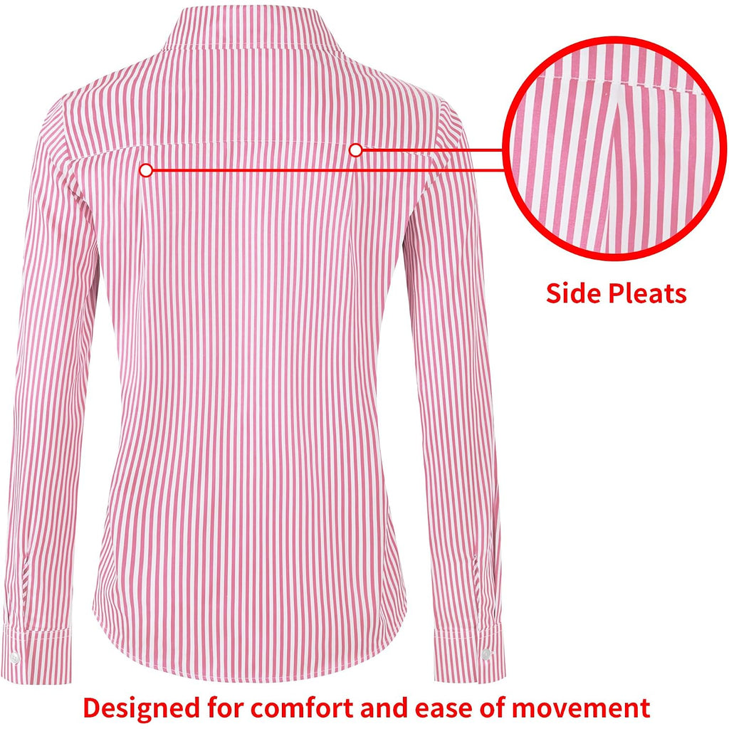 Cunlin Women'S Striped Button Down Shirt - Wrinkle Resistant Regular Fit Blouse, Business Casual Cotton Blend Work Tops