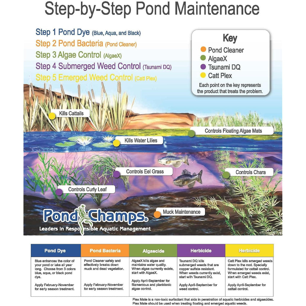 Blue Lake And Pond Dye - One Gallon Of Professional Lake & Pond Dye - Treats Up To 1 Acre - Royal Blue Color - Safe For Fish, Wildlife, Pets & Children