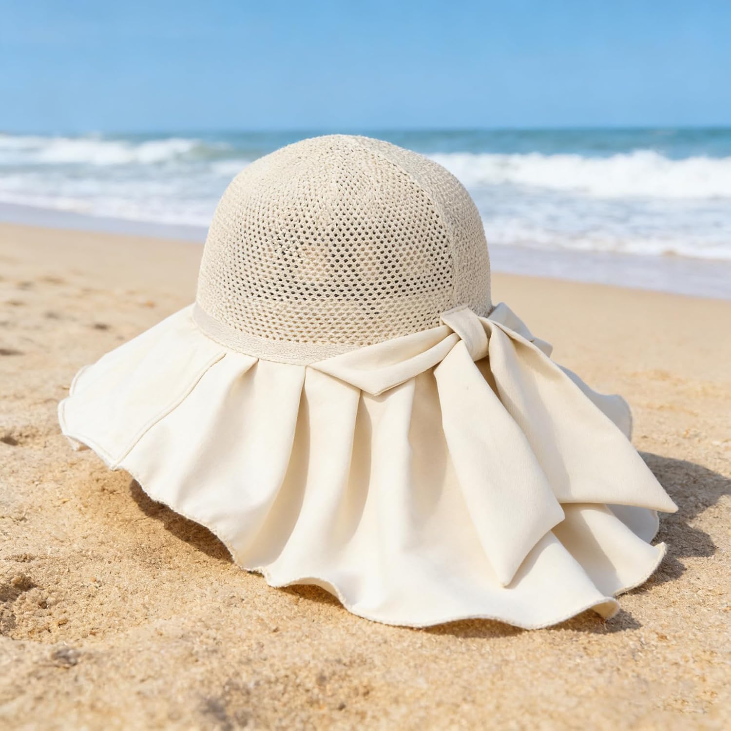 Women Wide Brim Sun Hat UV Protection Fishing Hiking Gardening Hat with Neck Flap Quick Dry Outdoor Cap Beige