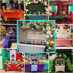 IVAPUPU 2 Pack 6FT Table Cloth for Rectangular Fitted Events Stretch Black Table Covers Washable Spandex Tablecloth Protector for Party, Wedding, Cocktail, Banquet, Festival