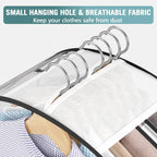 Clear Garment Bags For Hanging Clothes 10” Gusseted, Suit Bags For Closet Storage, Hanging Plastic Clothes Cover For Coat, Dress, Fur, Shirt, 4 Pack, 40” Long