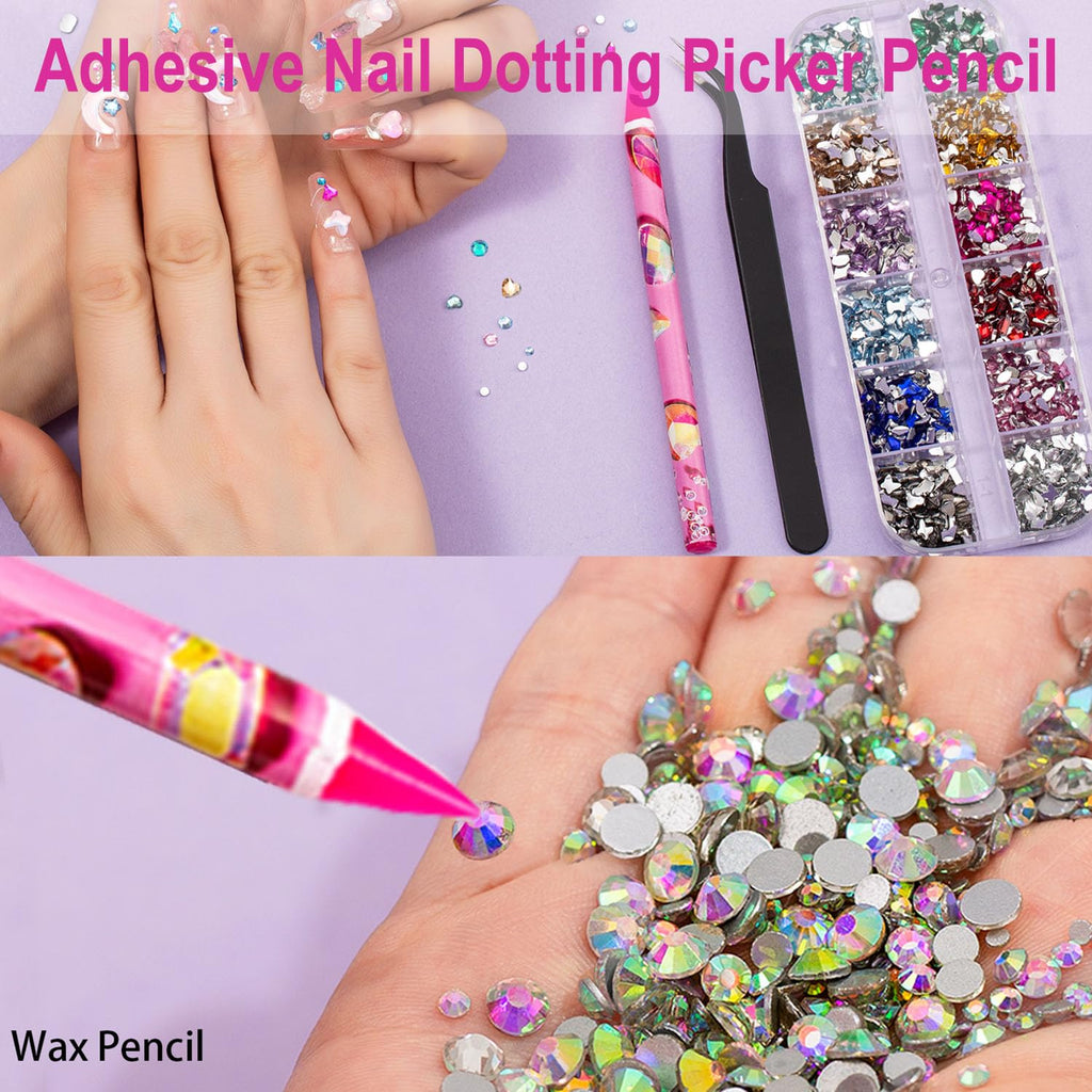 10pcs Nail Dotting Rhinestone Picker Tool, Self-Adhesive Wax Pencil for Rhinestones Nail Charms Gems, Nail Art Tools Diamond Art Accessories,Wax Pen Diamond Painting Tools for Bedazzler Bedazzling Kit