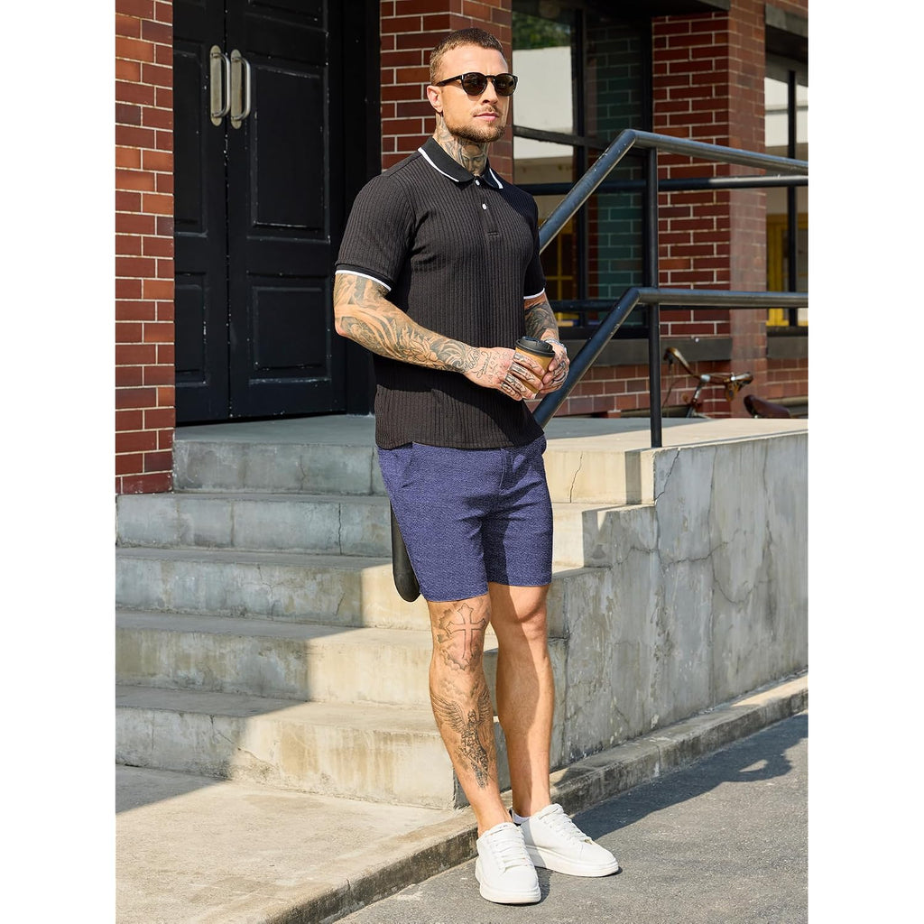Comdecevis Men'S Slim Fit 7" Inseam Chino Shorts - Stretch Skinny Dress Shorts For Work Casual