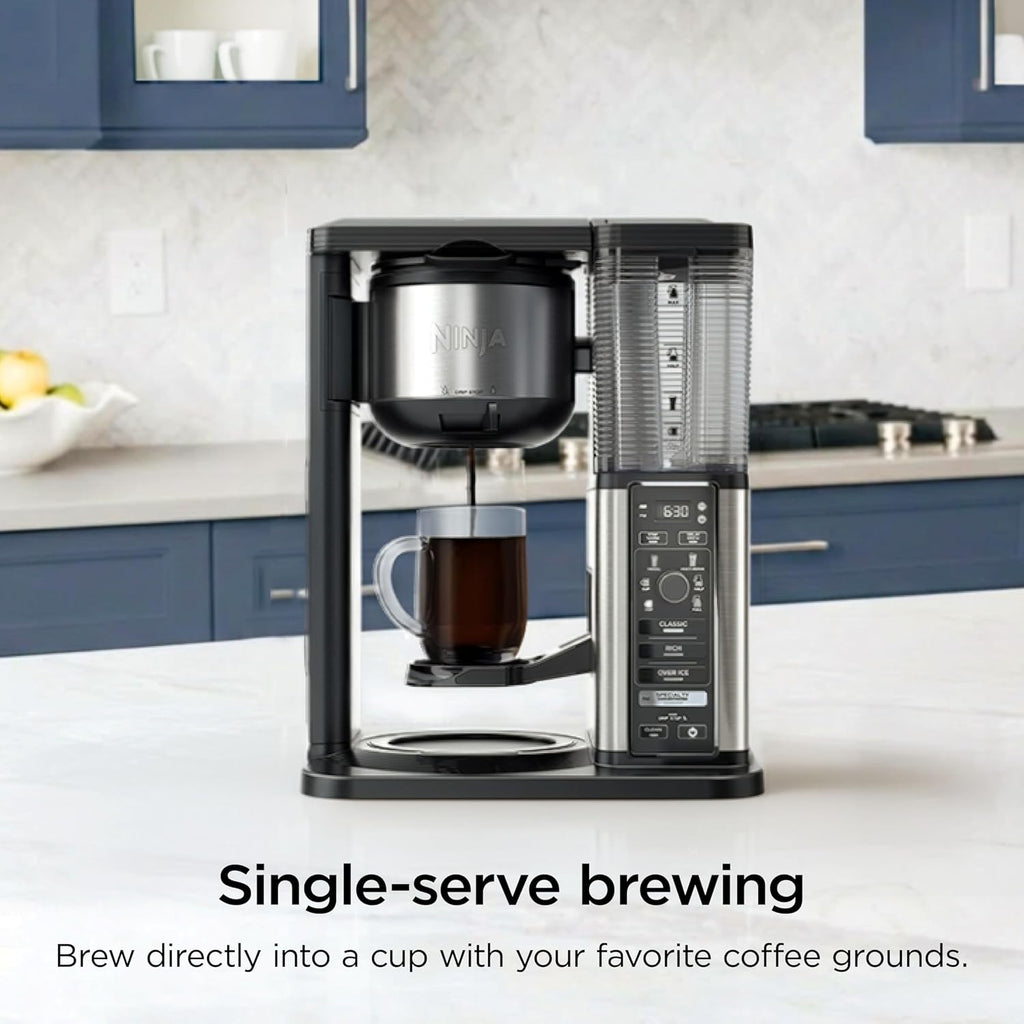Ninja Specialty Coffee Maker | Includes 10-Cup Carafe, Fold-Away Frother, Permanent Filter & Removable, Dishwasher Safe Reservoir | 6 Brew Styles, 8 Cup To Travel Mug To Pot Sizes | Black | Cm401