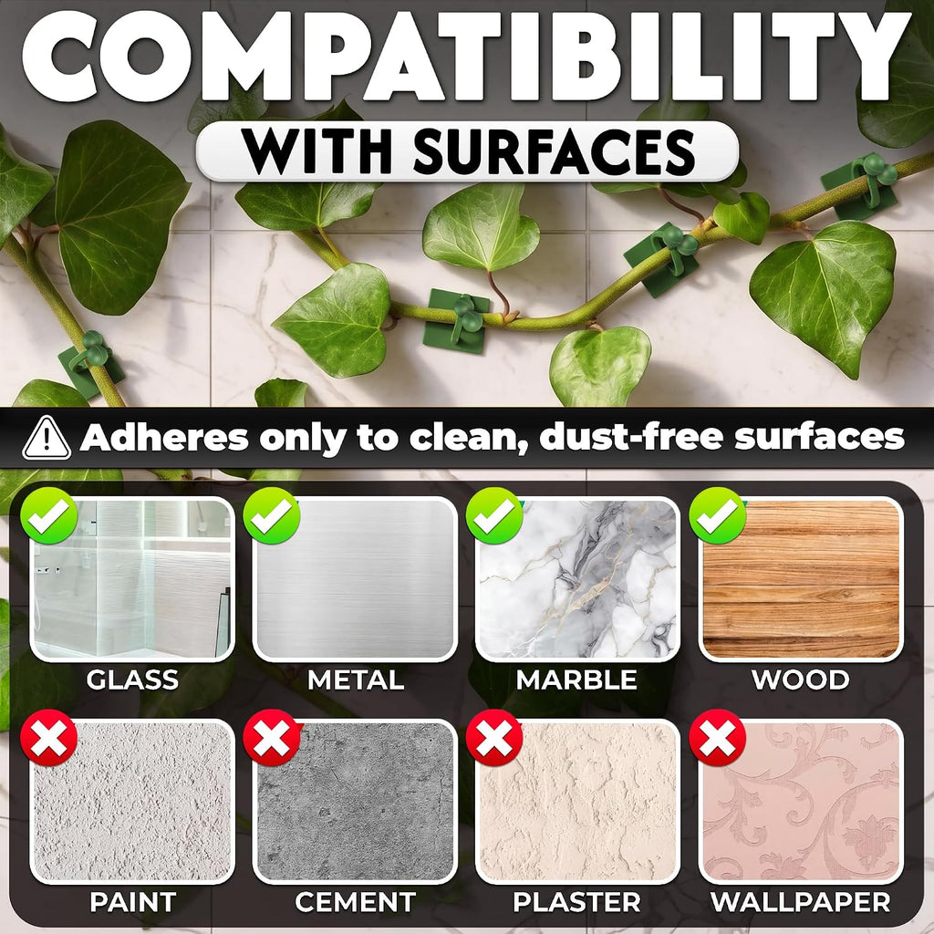 110 Pcs Self-Adhesive Climbing Plant Wall Clips For Vines (Green) | Adhesive Plant Clips For Climbing Plants, Pothos, And Ivy; 40 Small, 40 Medium, 30 Large Sizes In Set; For Indoor & Outdoor