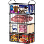 Freezer Organizer Bins, 4 Pack Stackable Deep Chest Freezer Organizer Bins, Foldable Baskets With Handles, Black Storage Container Baskets For 5/ 7 Cu.Ft Deep Freezer Sort Frozen Meats