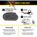 Xcluder Rodent Control Fill Fabric, Large Diy Kit, Stainless Steel Wool, Stops Rats And Mice