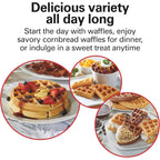 Hamilton Beach Belgian Waffle Maker with PFAS-Free Non-Stick Ceramic-Coated Plates, Browning Control, Indicator Lights, Stainless Steel (26081)