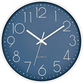 Foxtop Modern Wall Clock Silent Non Ticking Battery Operated Quartz Round Wall Clock Decor For Bedroom Kitchen Home Office School (12 Inch, Cerulean)