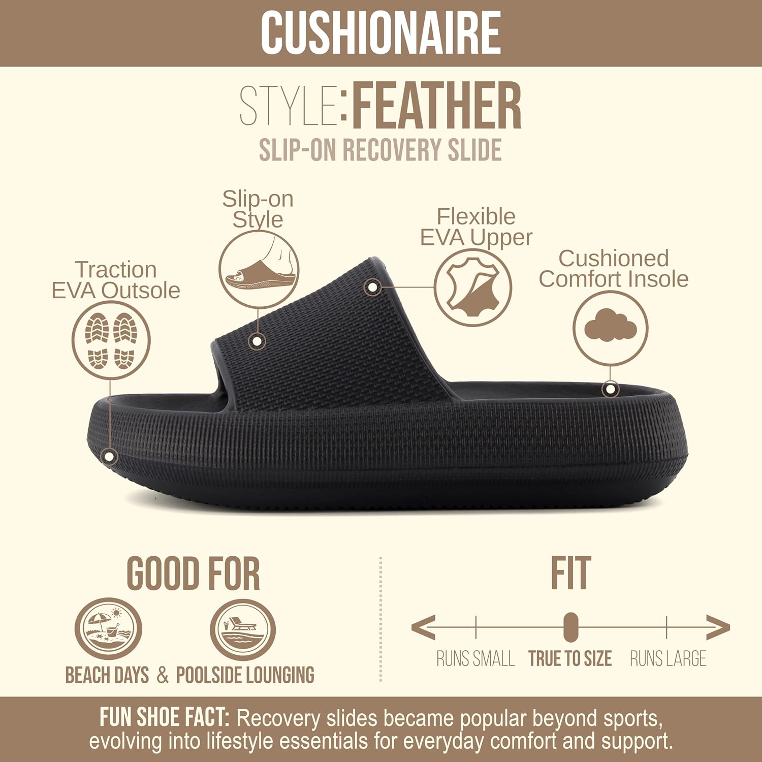 Cushionaire Feather Eva Slides For Women – Comfortable Slip On Womens Slippers, Indoor Outdoor Shower Shoes, Beach Essential Cloud Slides