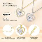 2CT Moissanite Heart Necklace for Women Wife in Gift Box,S925 Sterling Silver Jewelry for Women,Anniversary Birthday Present for Wife Her Girlfriend,18K Gold/White Gold Filled
