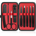 Yougai Tweezers Set,9 Pcs Professional Stainless Steel Tweezer Kit-Great Precision Eyebrow Tweezers for Ingrown Facial Hair with Leather Travel Case as Stocking Stuffing Gifts