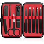 Yougai Tweezers Set,9 Pcs Professional Stainless Steel Tweezer Kit-Great Precision Eyebrow Tweezers for Ingrown Facial Hair with Leather Travel Case as Stocking Stuffing Gifts
