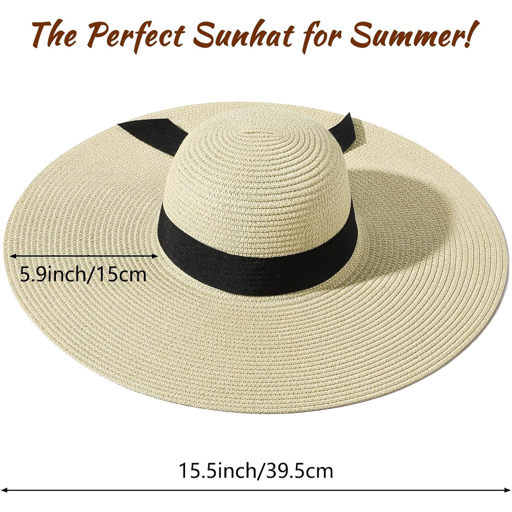 Beach Hats for Women, Wide Brim Sun Straw Hat for Women, Sun Hat UPF 50+ UV Protection