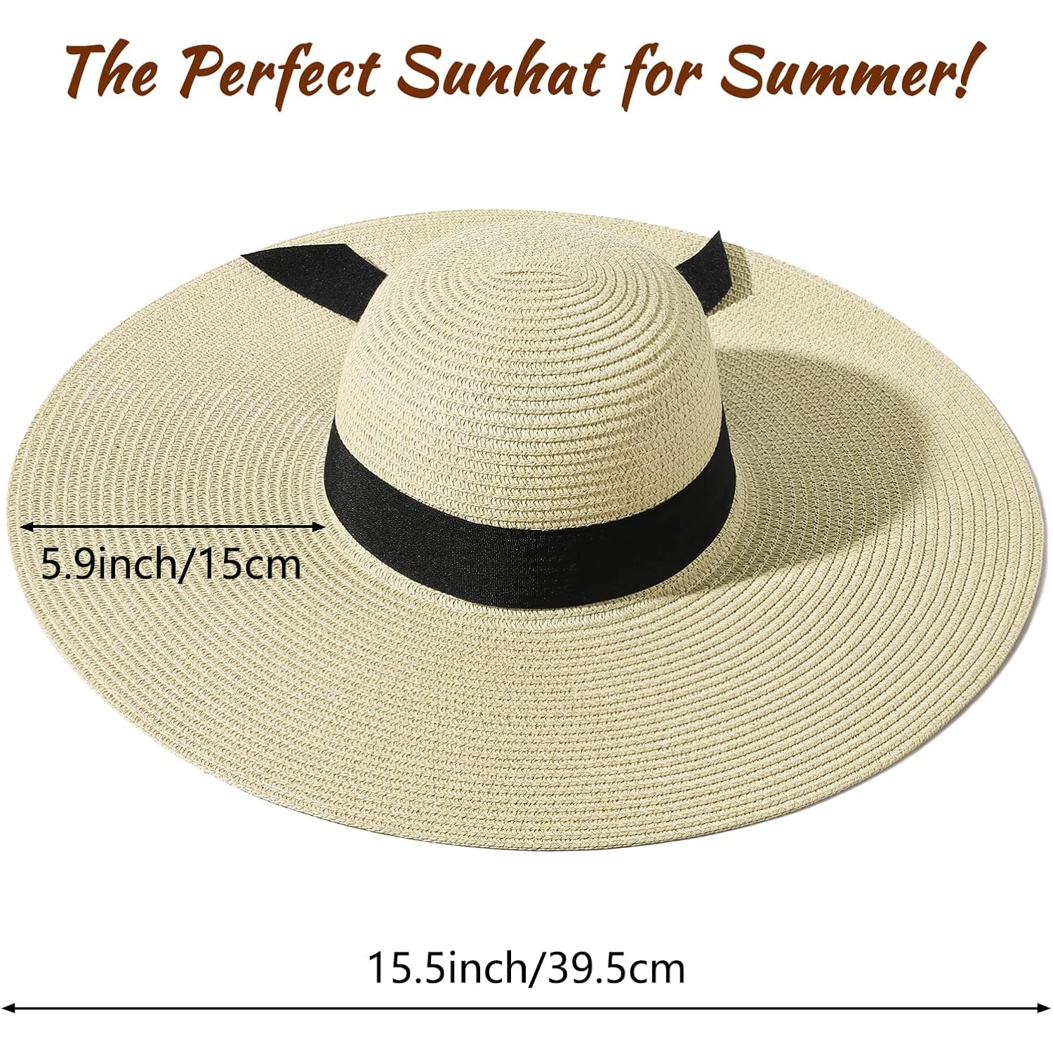 Beach Hats for Women, Wide Brim Sun Straw Hat for Women, Sun Hat UPF 50+ UV Protection